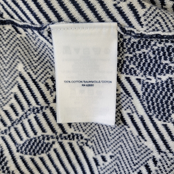 Lands' End Jacquard Open-Front Long Cardigan Sweater Deep Sea Navy Chevron Sz L - Picture 7 of 10